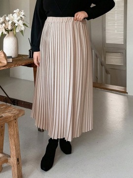 SPÓDNICA PLISOWANA Z ELASTYCZNĄ TALIĄ MAXI BEŻOWA CASUAL DAZY 4XL 48