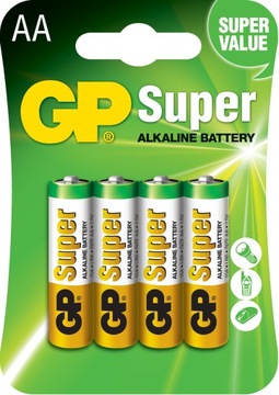 4 щелочные батареи GP SUPER R6 AA 1,5 В