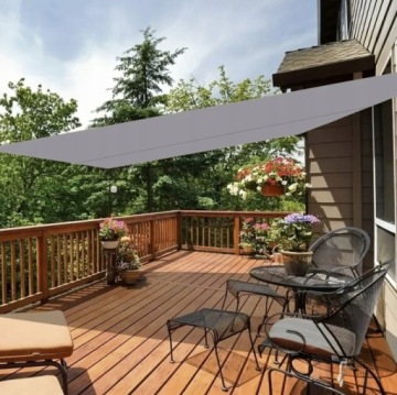 САДОВЫЙ СОЛНЕЧНЫЙ ПАРУС 2х3м ПРЯМОУГОЛЬНЫЙ СЕРЫЙ Водонепроницаемый КРЫШКА