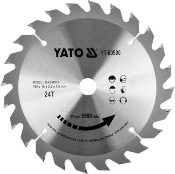 ПОЛОТНО YATO TCT ДЛЯ ДЕРЕВА 165X24TX16MM