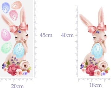 Наклейка Пасхальный кролик пастельная 45см