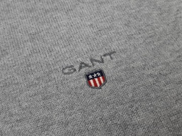 GANT CONTRAST PÁNSKY BAVLNENÝ SVETER CREW NECK SIVÁ veľ. XL