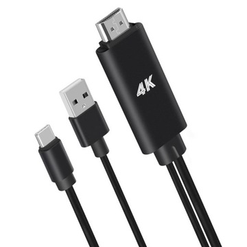 Видеокабель от USB TYPE-C к HDMI 1,8м + зарядка Изображение экрана 4К с телефона