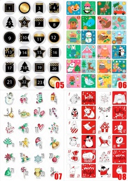 АДВЕНТ-КАЛЕНДАРЬ a5 24 РОЖДЕСТВЕНСКИЕ НАКЛЕЙКИ 3,3 см выкройки