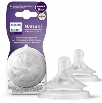 AVENT NATURAL RESPONSE SMOCZEK ANTYKOLKOWY DO BUTELKI 2szt 6m+SCY965/02