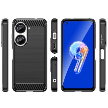 Etui Pancerne Carbon do Asus Zenfone 9 + Szkło 5D
