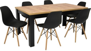 6 krzeseł i Rozkładany stół 90x160/200 blat CRAFT