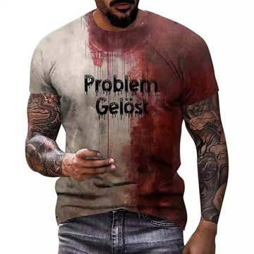 Halloween T-Shirt Men Casual Crew Neck Blouse Blood Splash