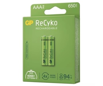 2 аккумулятора GP ReCyko+, 650 мАч, 1,2 В, Ni-MH AAA