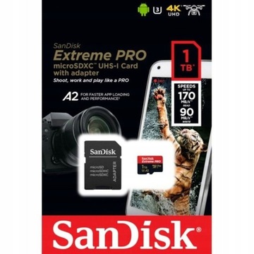 Карта памяти SanDisk Extreme Pro емкостью 1 ТБ, 200 МБ/с.