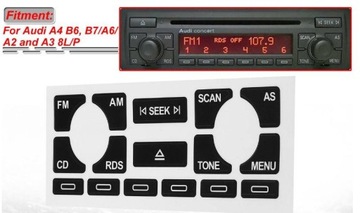 NAKLEJKI RADIO NAPRAWY PRZYCISKI A4 B6 B7 A6 A3 A2
