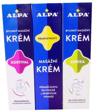 ALPA ZESTAW 3 RÓŻNE KREMY ŻYWOKOST ARNIKA NA BÓLE ODPRĘŻENIE REUMATYZM 40G
