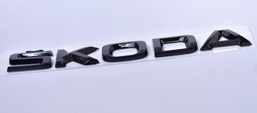Эмблема с шаблоном, значком, логотипом и надписью SKODA сзади, черный глянцевый