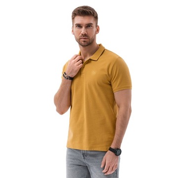 Koszulka męska polo dzianina musztardowy S1374 M