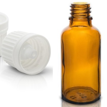 Butelka szklana 30ml z kroplomierzem białym (K)