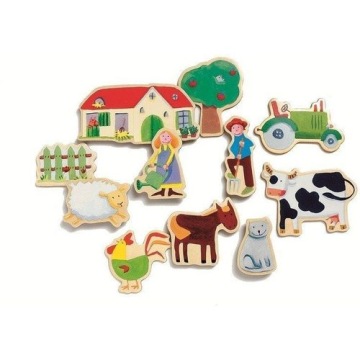 Djeco - деревянные магниты Скотный двор