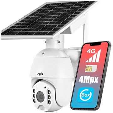 OBROTOWA KAMERA SOLARNA BEZPRZEWODOWA NA BATERIĘ 4G LTE NA KARTĘ SIM 4 MPX