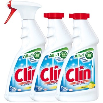 CLIN LEMON WINDOWS GLASS ZESTAW PŁYNÓW DO MYCIA SZYB 1x spray + 2x zapas