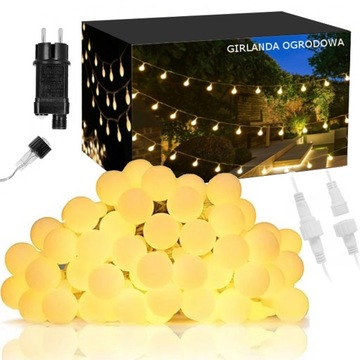 Girlanda LAMPKI ZEWNĘTRZNE OGRODOWE 100LED BIAŁE CIEPŁE - 25m IP44 - 230V