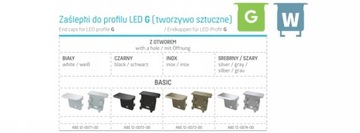 ZAŚLEPKA DO PROFILU G/W SZARA CZARNA BIAŁA INOX