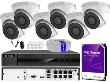 Monitoring IP 5MPx 6 Kamer IPCAM-T5 HiLook Dzień / Noc + Rejestrator PoE