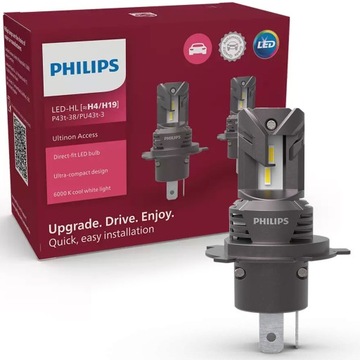 PHILIPS ŻARÓWKI LED H4 / H19 ULTINON ACCESS PLUG&PLAY 6000K GWARANCJA