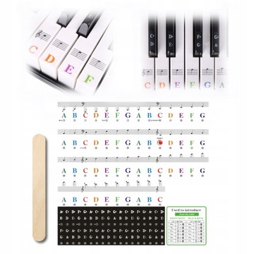 МУЗЫКАЛЬНЫЕ НАКЛЕЙКИ НА КЛЮЧИ ДЛЯ ОБУЧЕНИЯ ИГРАТЬ НА ПИАНИНО КЛАВИАТУРА ЦВЕТ ПИАНО