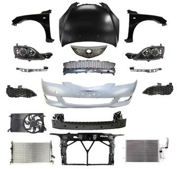 MAZDA 3 03-07 PRZÓD MASKA ZDERZZAK LAMPA PAS