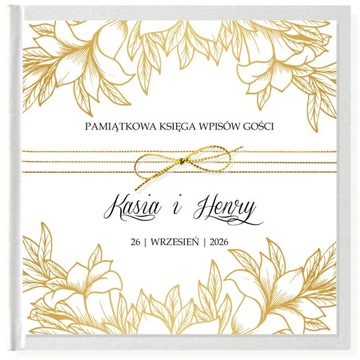 Księga gości GOLD FLOWERS na ŚLUB złota