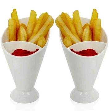 KUBEK STOJAK NA FRYTKI POJEMNIK NA SOS PRZEKĄSKI