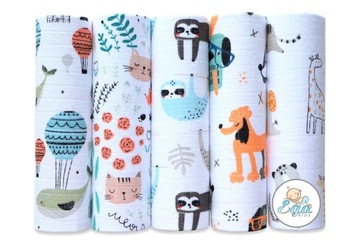 Pieluchy Tetrowe Premium 40x80 cm Kolorowe Zestaw 5 szt EGA Kids
