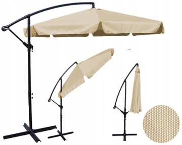 PARASOL OGRODOWY DUŻY SKŁADANY Z WYSIĘGNIKIEM 350CM Z FALBANĄ 8 SEGMENTOWY