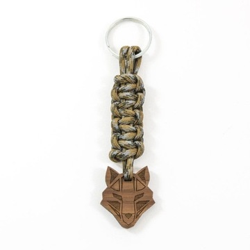 Brelok drewniany polska marka WILK paracord 2