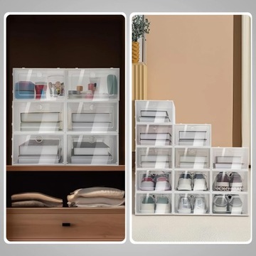 10 x КОРОБКА-ОРГАНИЗАТОР ДЛЯ ОБУВИ С ОТКРЫТКАМИ НАБОР КОРОБОК ДЛЯ ГАРДЕРОБА