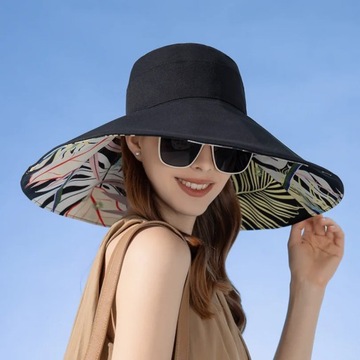 Nowe dwie strony letnie damskie kapelusz typu Bucket 18cm duże rondo