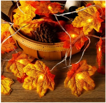 ОСЕННЯЯ ГИРЛЯНДИЯ ИСКУССТВЕННЫЕ ЛИСТЬЯ УКРАШЕНИЕ СВЕТОДИОДНАЯ ЛАМПА