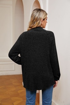 Modny Damska Sweter W Jednolitym Kolorze Z Kieszeniami I Długimi Rękawami