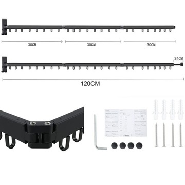 КРЮЧОК ДЛЯ ОДЕЖДЫ НАСТЕННАЯ ВЕШАЛКА, СКЛАДНАЯ, ЧЕРНАЯ, 18 КРЮЧКОВ