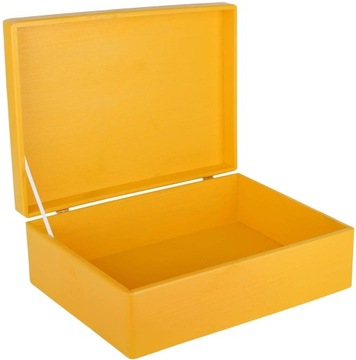 Pudełko drewniane żółte z wiekiem 40x30x14 cm