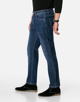 Klasyczne Spodnie Męskie Jeansy Granatowe Texasy Dżinsy 5608 W44 L32