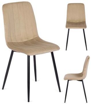Krzesło Beżowe Welurowe do Salonu Jadalni Kuchni Velvet Wygodne Loft IBIS