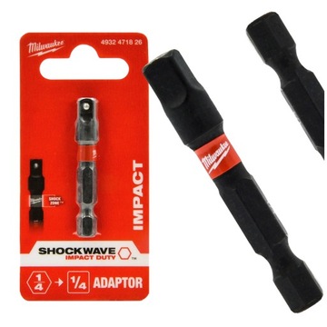 ADAPTER UDAROWY 1/4 HEX NA 1/4 KWADRAT MILWAUKEE