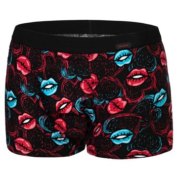 Bokserki męskie Cornette 010/72 Hot Lips r. L usta czarne Walentynki