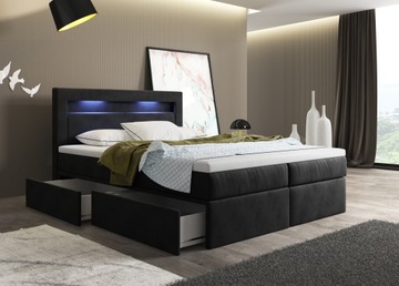 КОНТИНЕНТАЛЬНАЯ КРОВАТЬ 180/200 с ЯЩИКАМИ + LED
