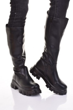 ЖЕНСКИЕ БОТИНКИ НА ПЛАТФОРМЕ УТЕПЛЕННЫЕ КОЖАНЫЕ БОТИНКИ МОДНЫЕ ЧЕРНЫЕ МОЛНИИ
