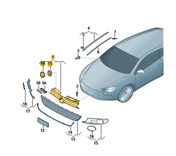 Atrapa grill przód 5K0853651AL Golf 6 OE VW