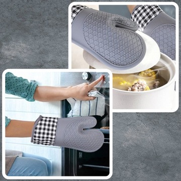 Термостойкие силиконовые кухонные перчатки, комплект из 2 защитных перчаток.