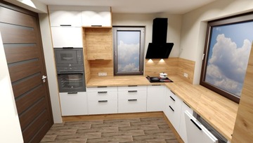 MONO Кухонная мебель на заказ Дизайн Лофт Кашемир и Дуб Гикори