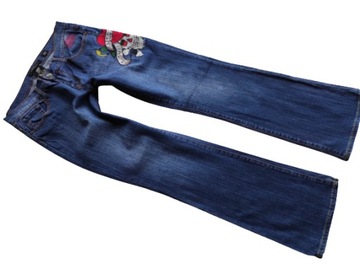 ED HARDY___JEANSOWE SPODNIE CEKINY 38__30__DZWONY