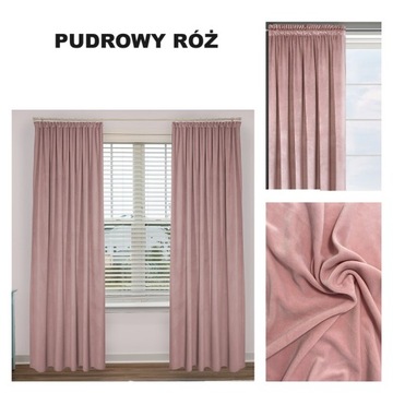ZASŁONA WELUROWA PUDROWY RÓŻ NA TAŚMIE 140X250 VELVET WELUR TUNEL ŻABKI